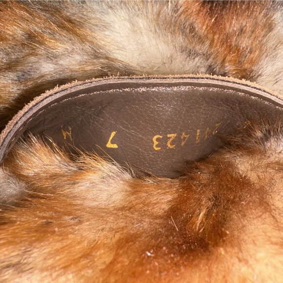 Stuart Weitzman Slip On Cap Toe Fox Fur Trim Suede Boots Size 7 Color Brown NEW - Picture 7 of 8